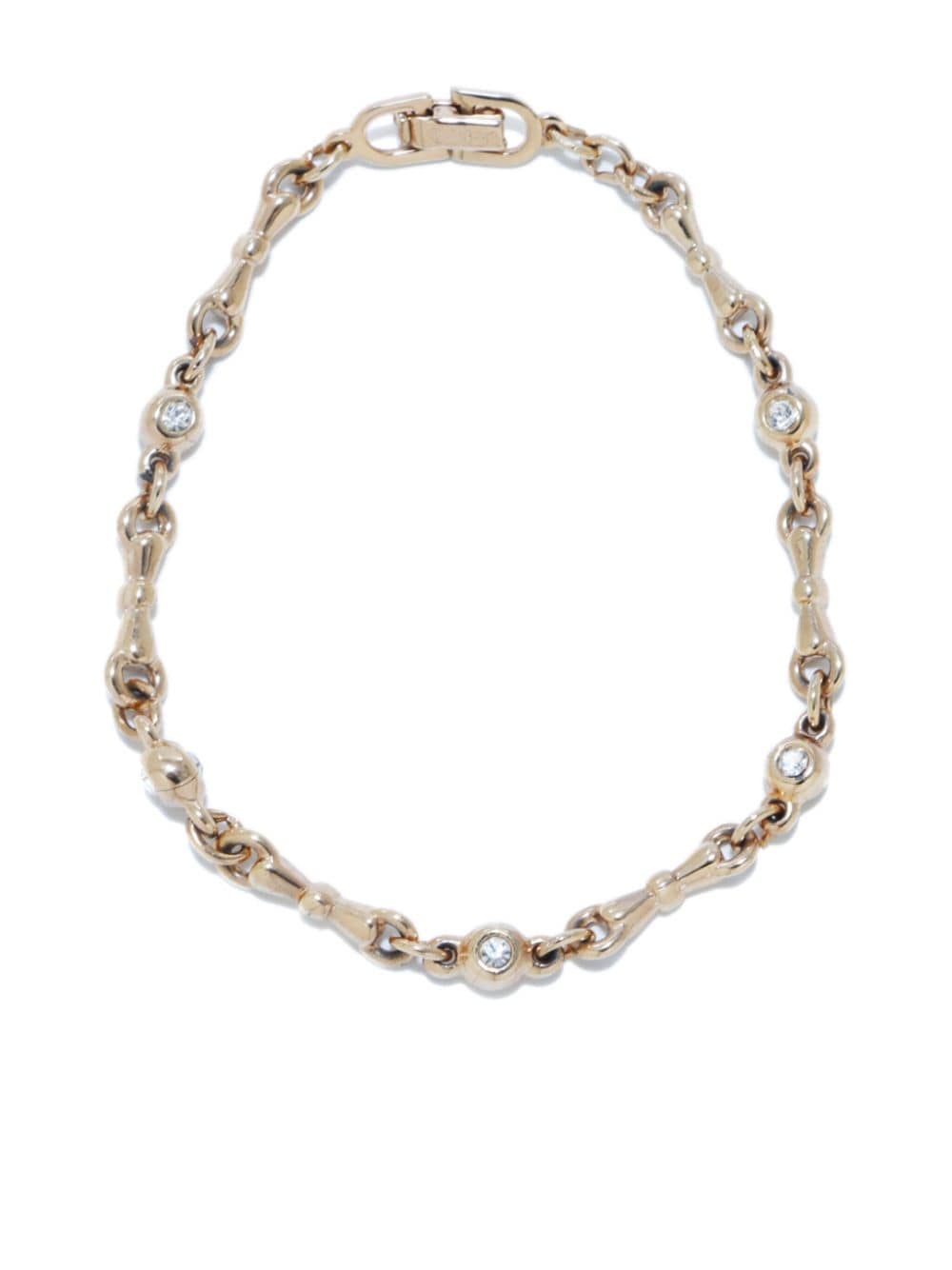 Christian Dior Pre-Owned pre-owned crystal-embellished chain-link bracelet - Gold von Christian Dior Pre-Owned