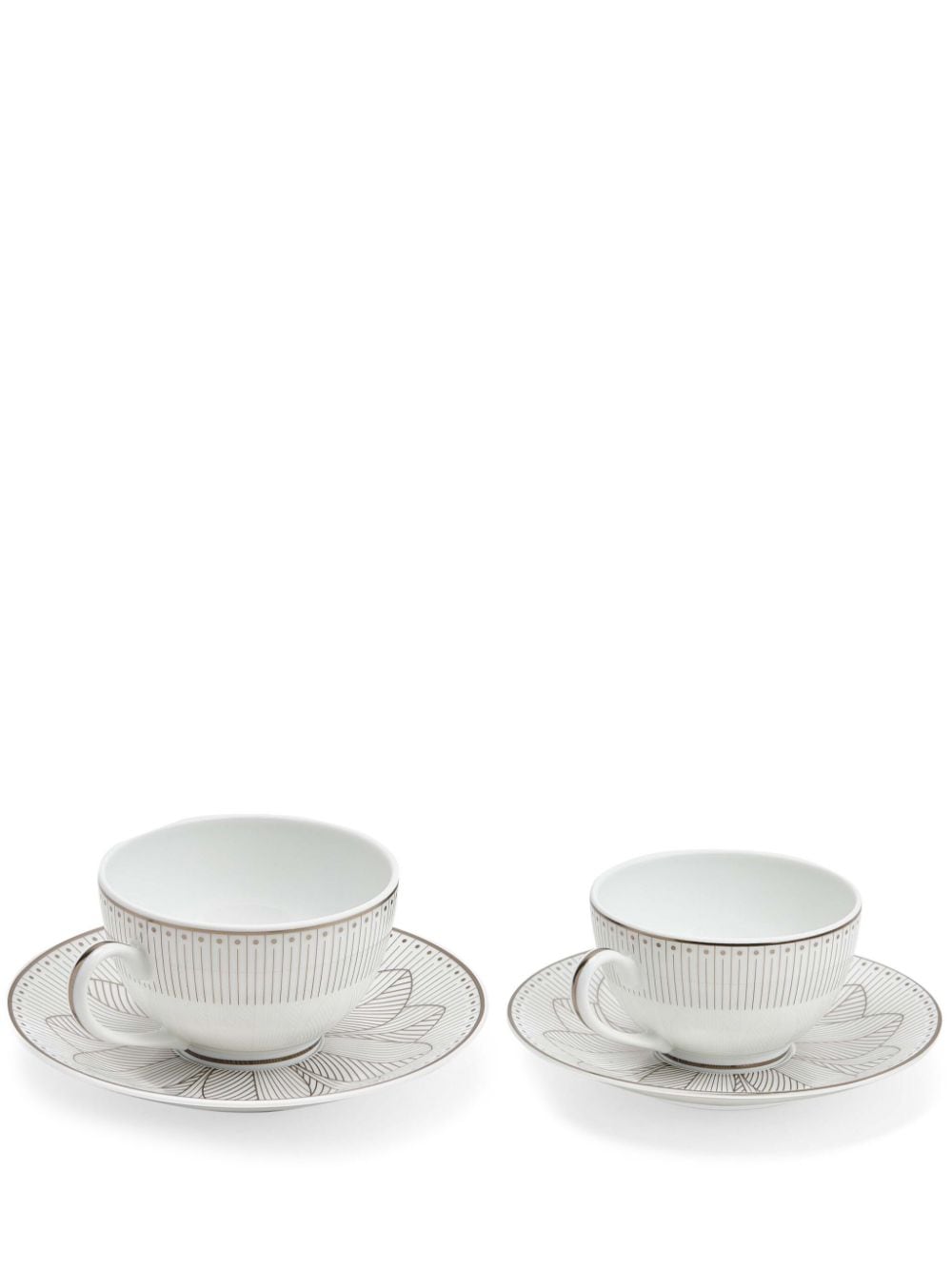 Christofle Malmaison Impériale porcelain tea cups and saucers (set of two) - White von Christofle