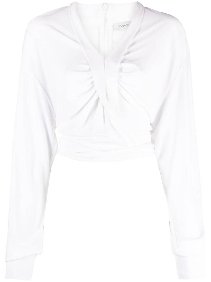 Christopher Esber Carved crossover-detailing cropped blouse - White von Christopher Esber