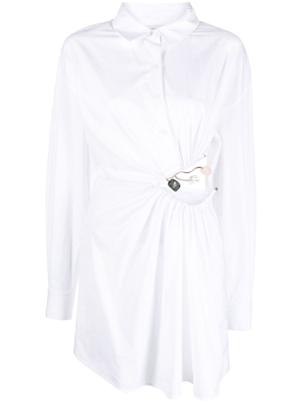 Christopher Esber Folia gemstone-detail cut-out shirt dress - White von Christopher Esber