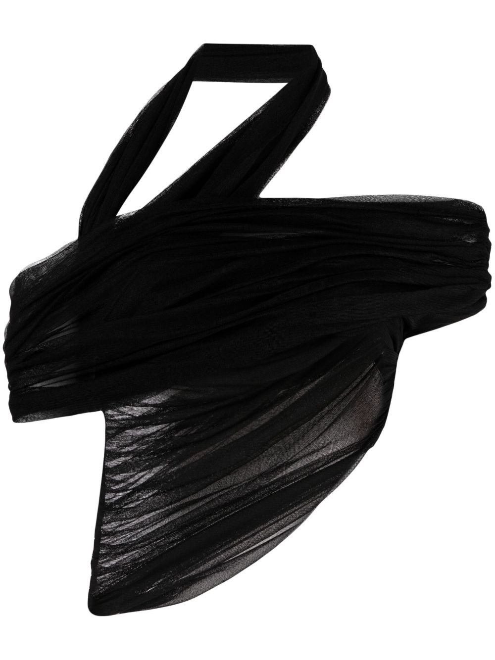 Christopher Esber Veiled semi-sheer asymmetric draped top - Black von Christopher Esber