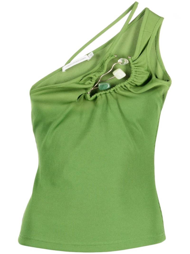 Christopher Esber bead-embellished one-shoulder top - Green von Christopher Esber