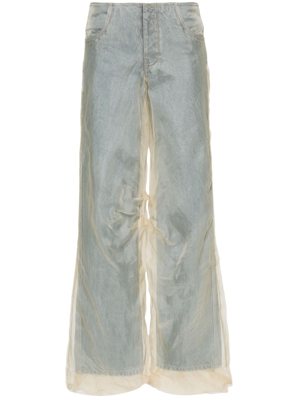 Christopher Esber sheer-overlay straight-leg jeans - Blue von Christopher Esber