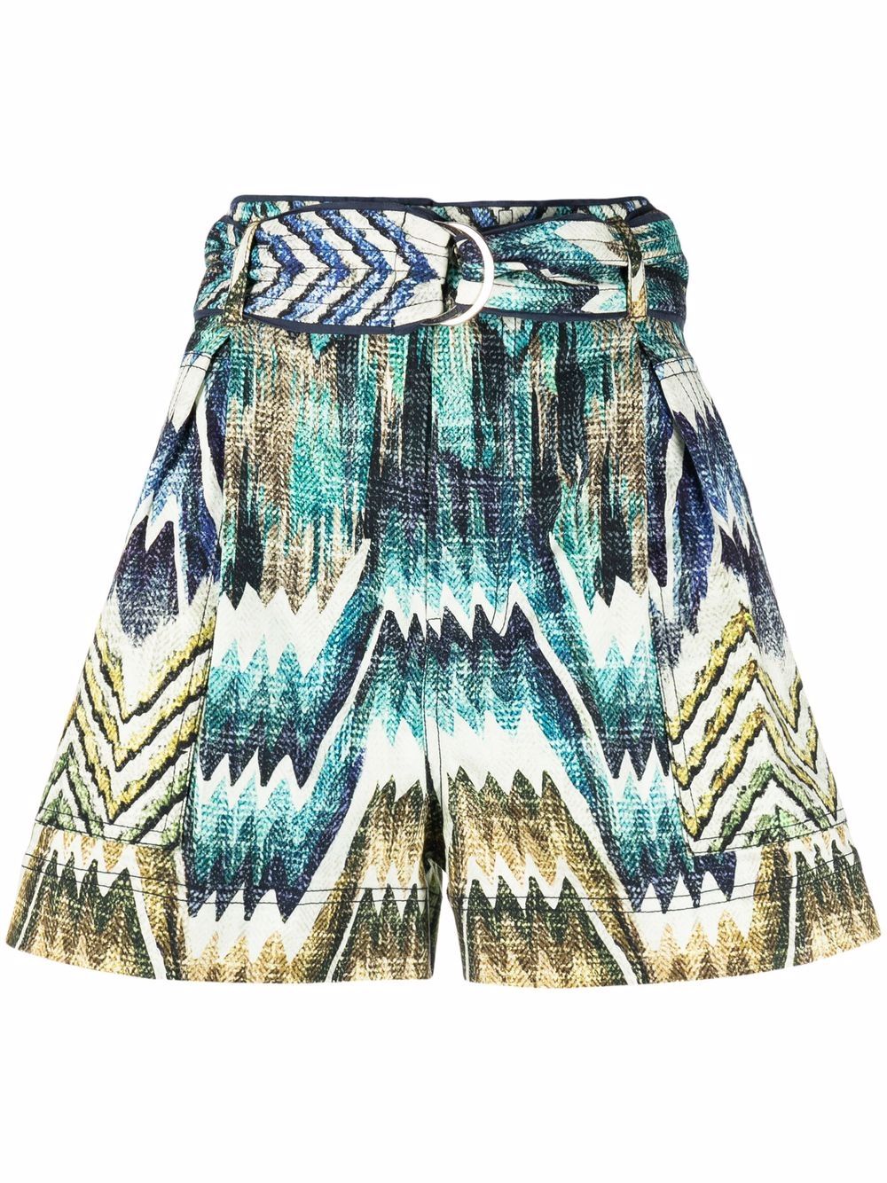 Chufy patterned belted shorts - Blue von Chufy