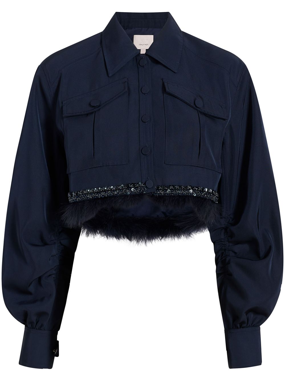 Cinq A Sept Suvi spread-collar cropped jacket - Blue von Cinq A Sept