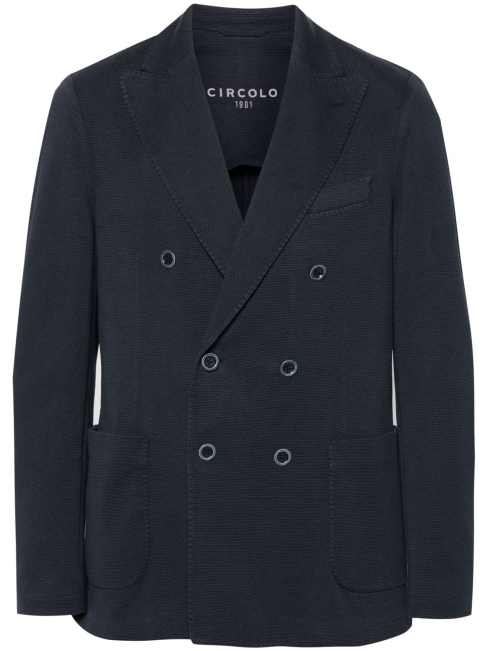 Circolo 1901 double-breasted piqué blazer - Blue von Circolo 1901