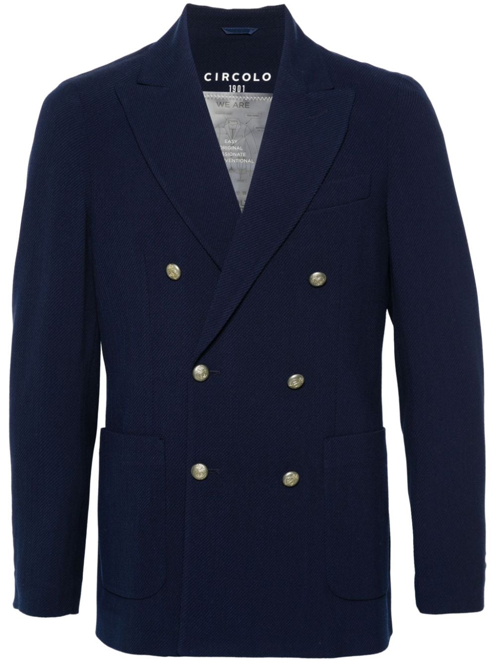 Circolo 1901 double-breasted twill blazer - Blue von Circolo 1901