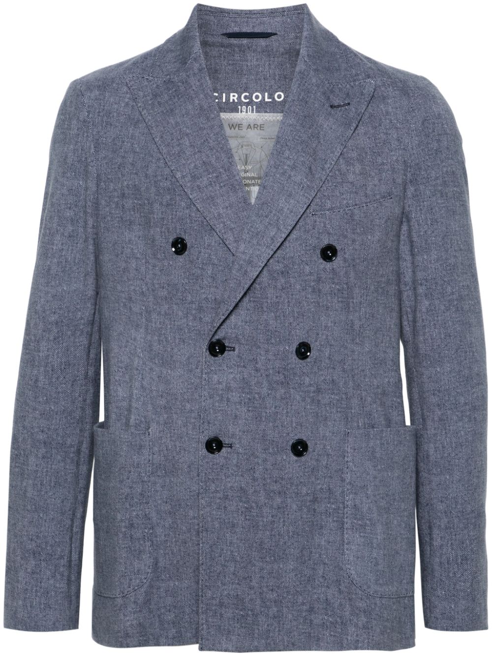 Circolo 1901 double-breasted twill blazer - Blue von Circolo 1901