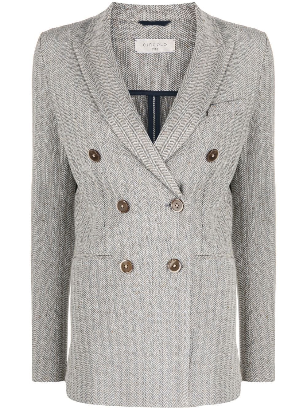 Circolo 1901 striped double-breasted blazer - Grey von Circolo 1901