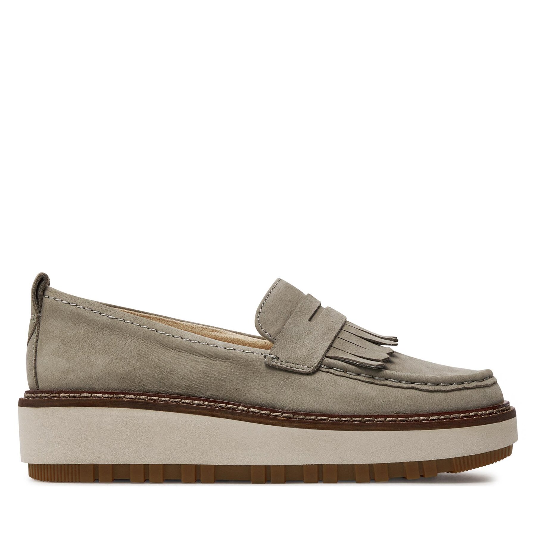 Halbschuhe Clarks Oriannaw Loafer 26176640 Stone Nubuck von Clarks