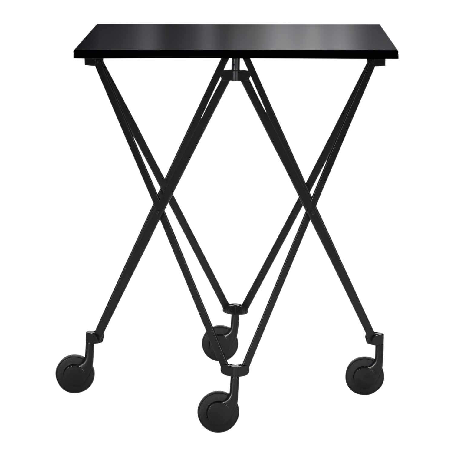 Sax Side Table Beistelltisch, Tischplatte kristallglas schwarz, Gestell stahl verchromt von ClassiCon