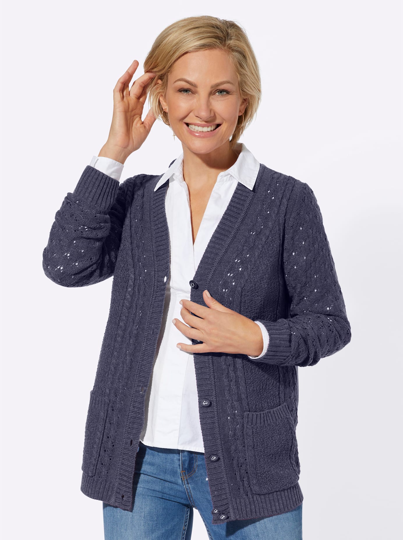 Classic Basics Ajourstrickjacke von Classic Basics