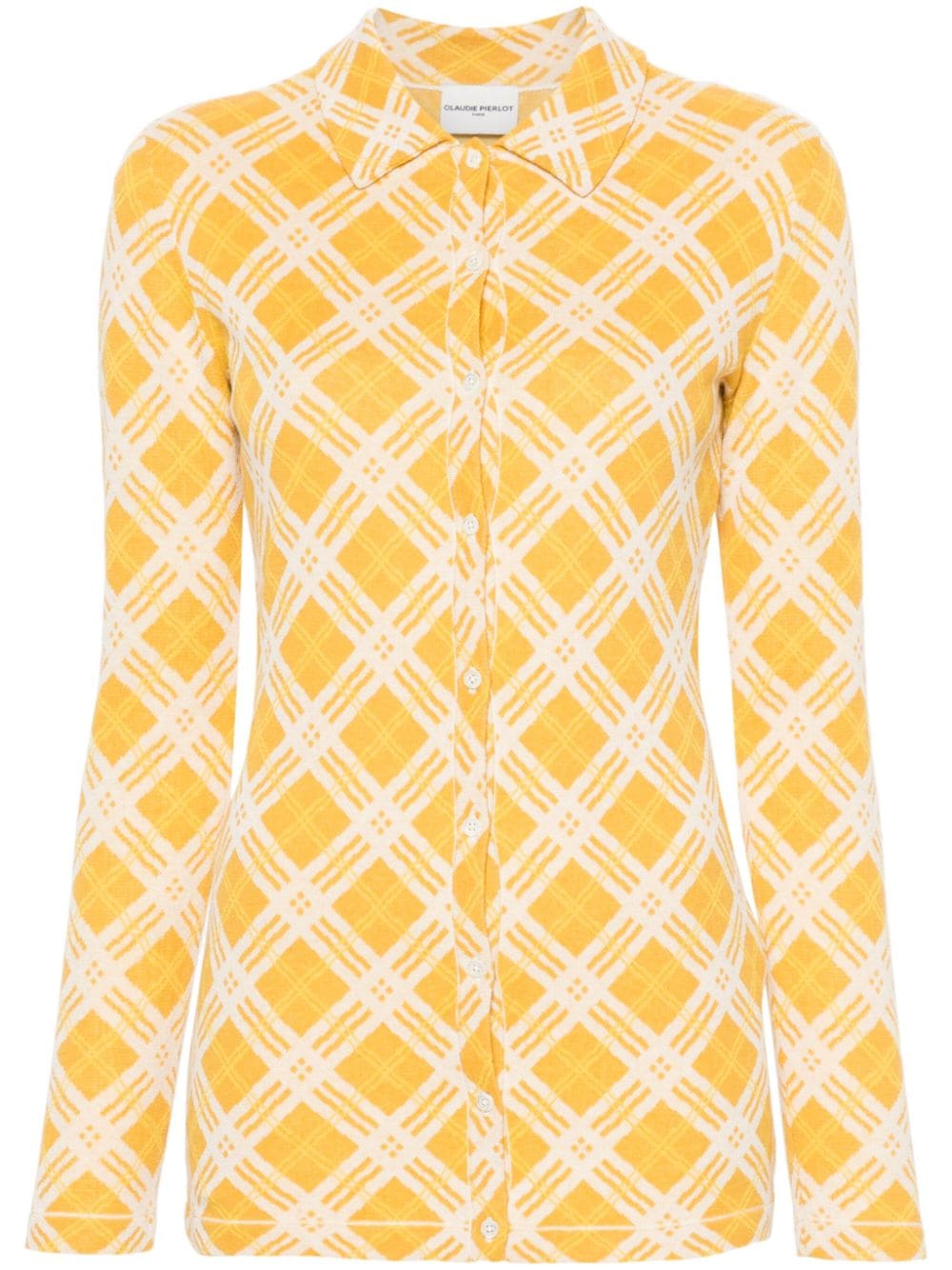 Claudie Pierlot checked-intarsia buttoned cardigan - Yellow von Claudie Pierlot