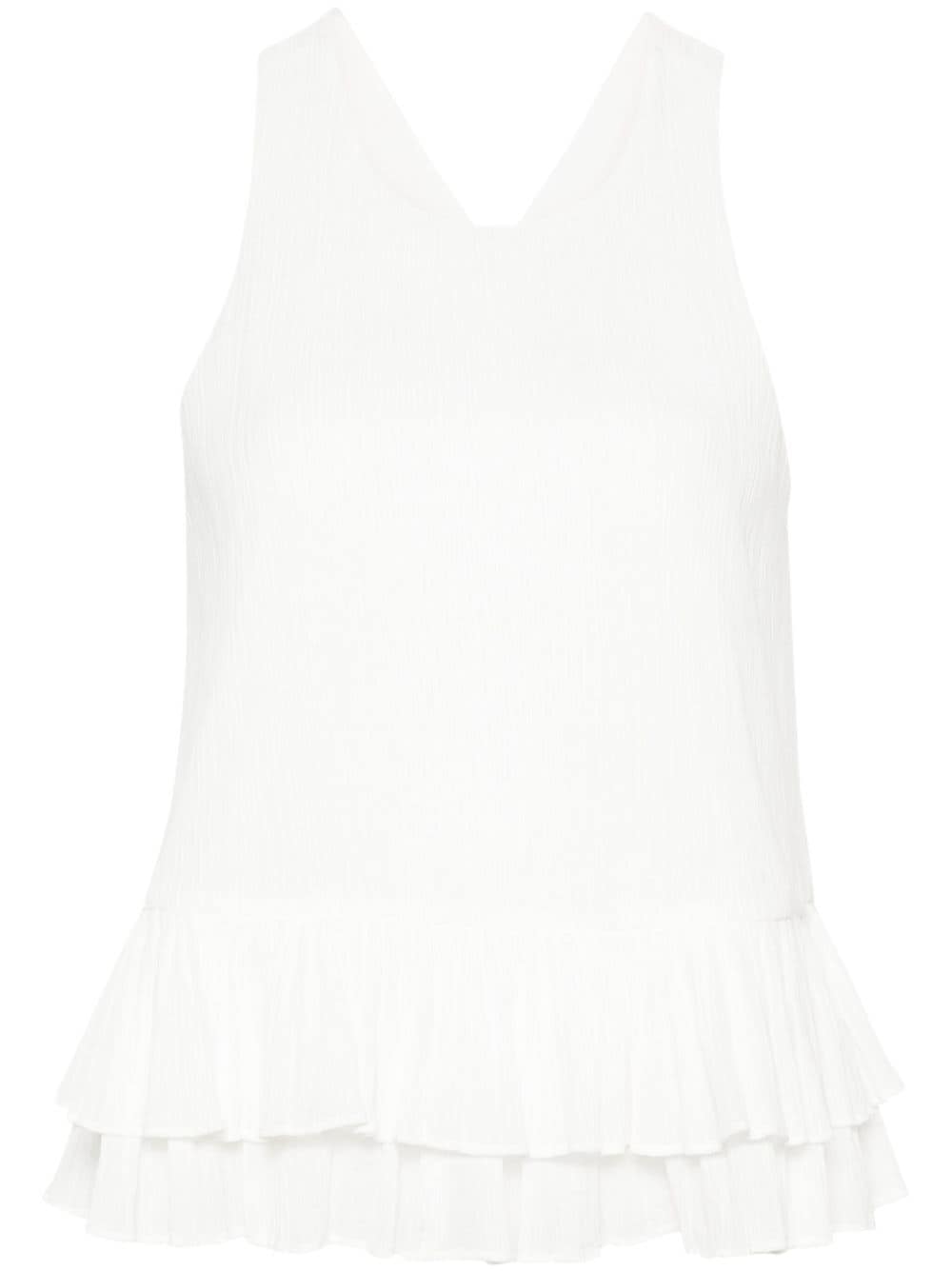 Claudie Pierlot plissé scoop-neck blouse - White von Claudie Pierlot