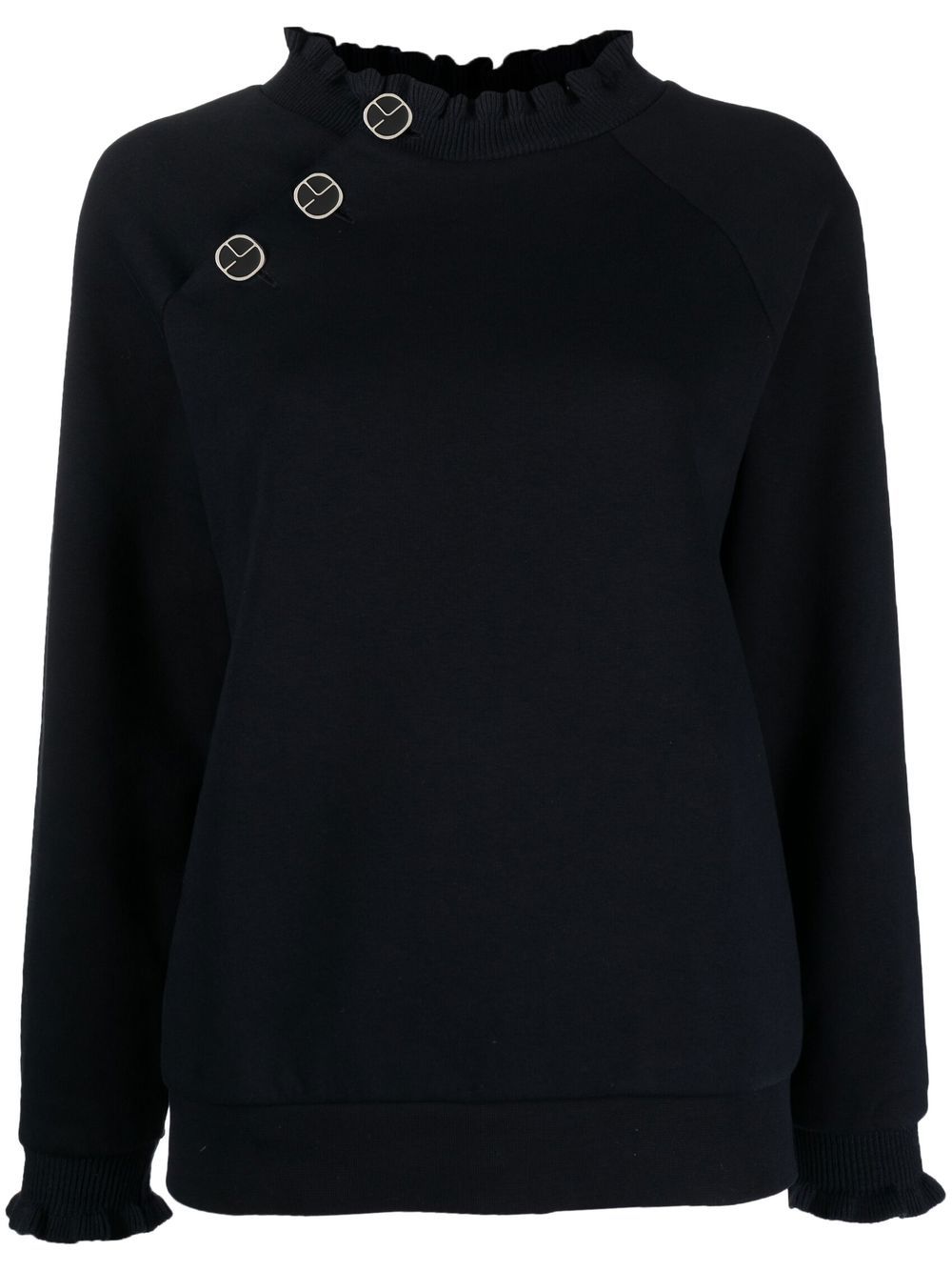 Claudie Pierlot ruffle-collar cotton sweatshirt - Blue von Claudie Pierlot