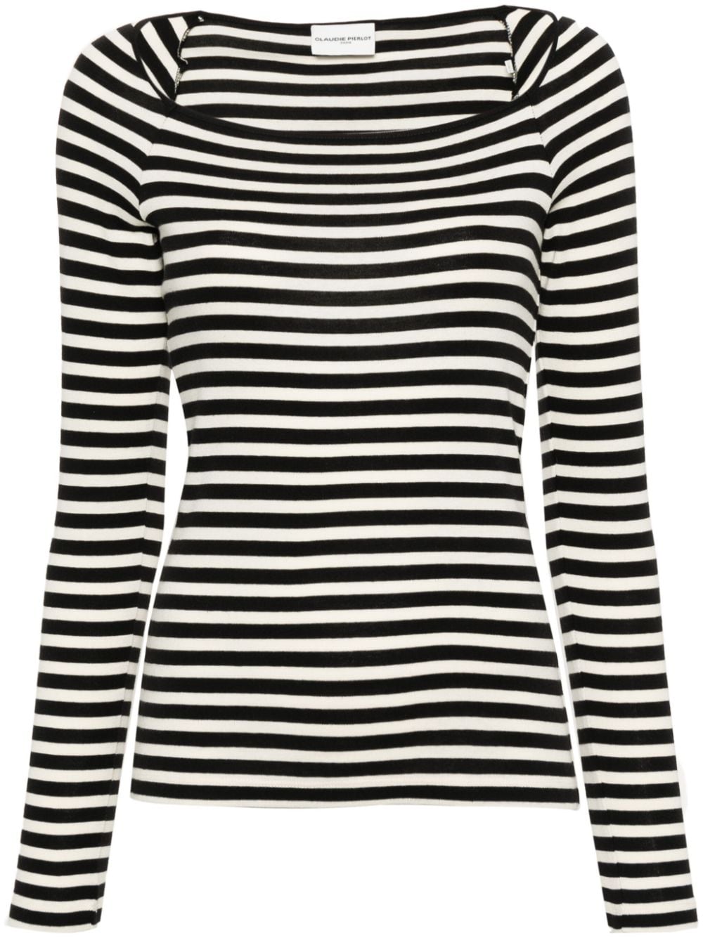 Claudie Pierlot striped-pattern cotton top - Black von Claudie Pierlot