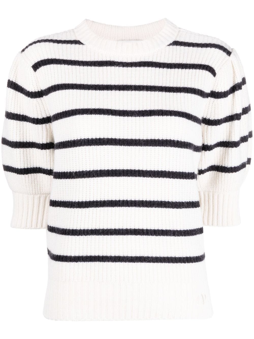 Claudie Pierlot striped puff-sleeve knitted top - Neutrals von Claudie Pierlot