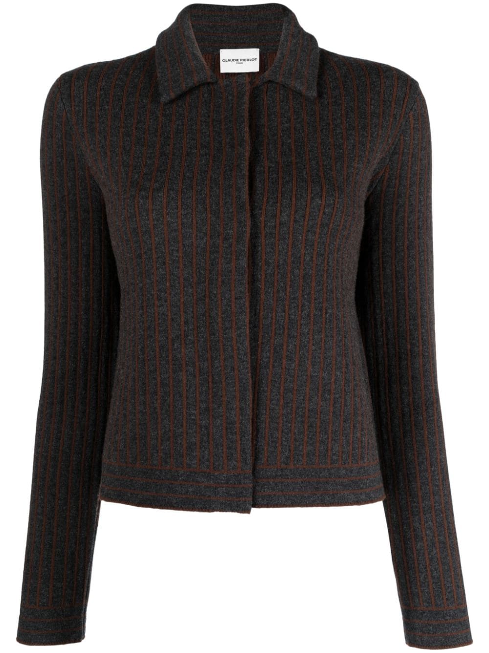Claudie Pierlot two-tone striped knitted cardigan - Grey von Claudie Pierlot