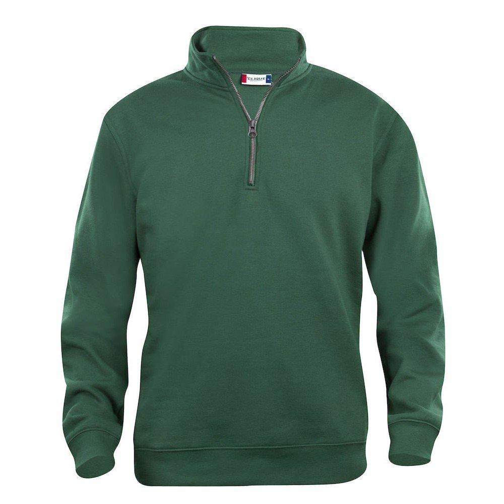 Basic Sweatshirt Mit Halbem Reißverschluss Damen Grün L von Clique