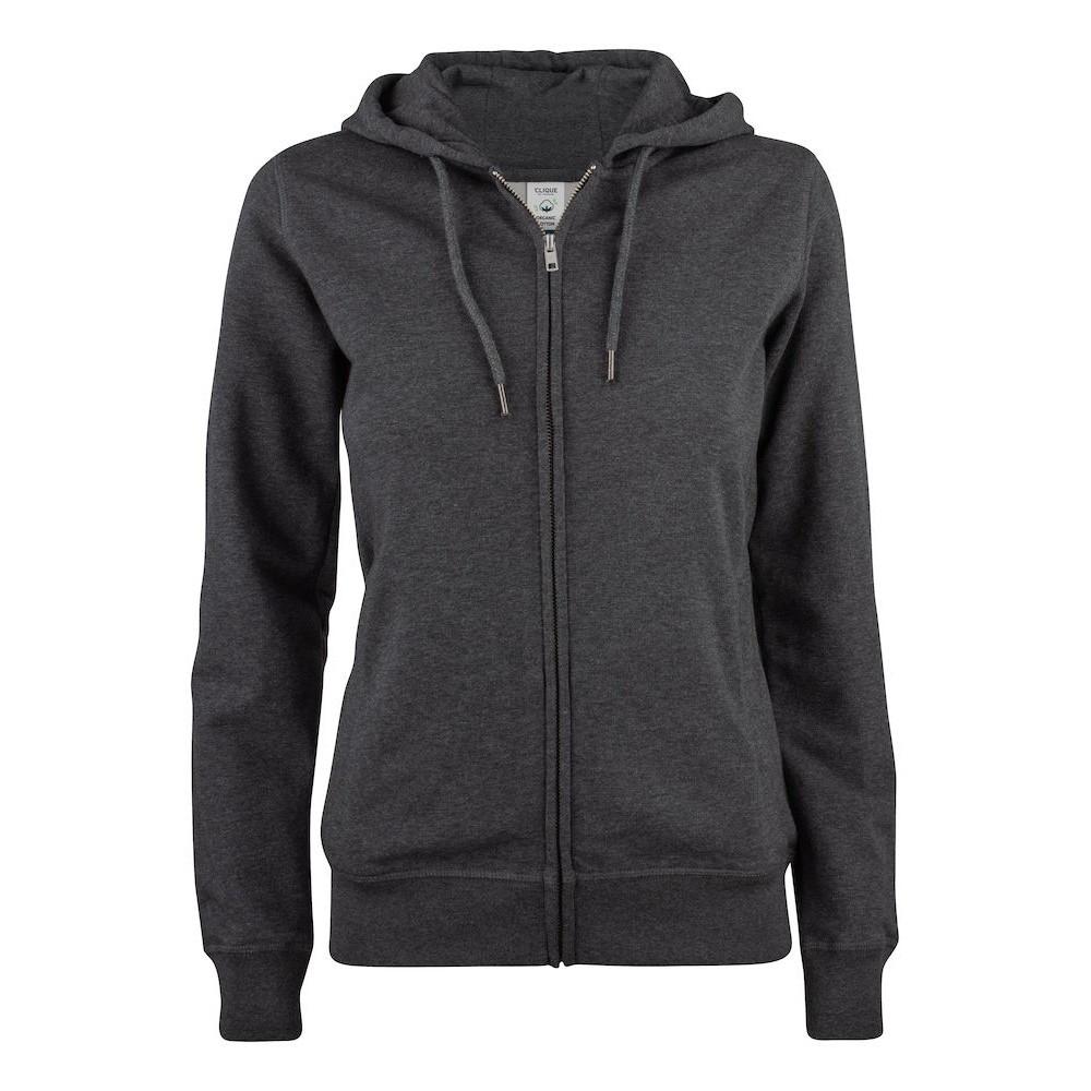 Premium Hoodie Mit Durchgehendem Reißverschluss Damen Taubengrau M