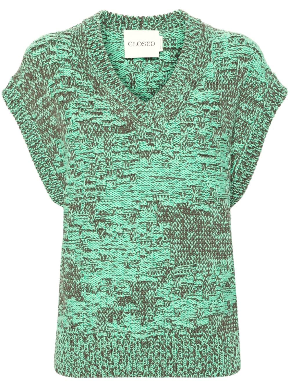 Closed V-neck chunky-knit vest - Green von Closed