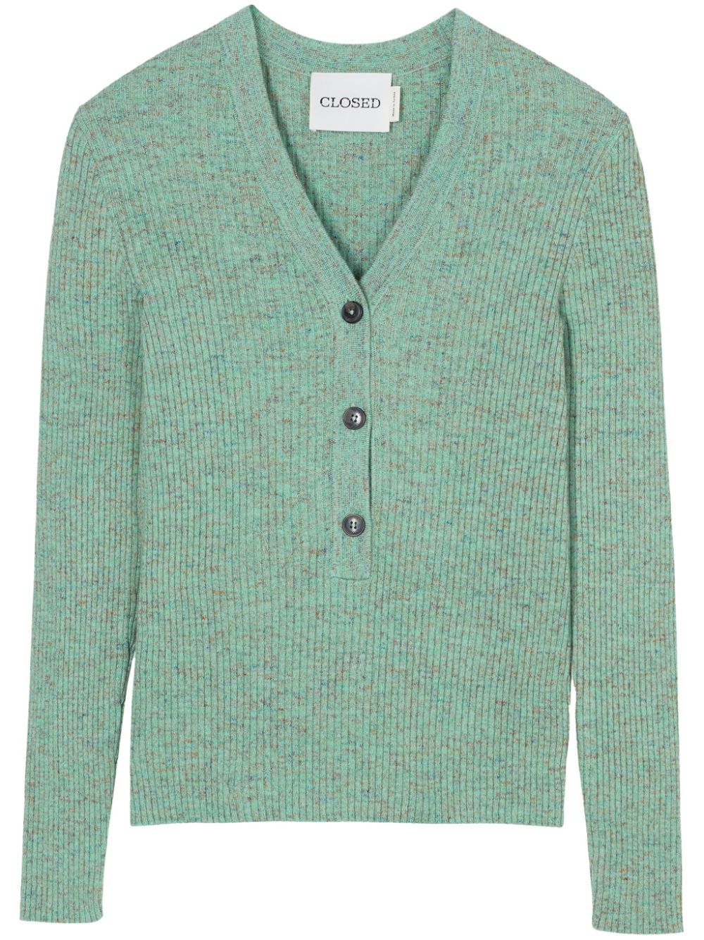 Closed V-neck mélange jumper - Green von Closed