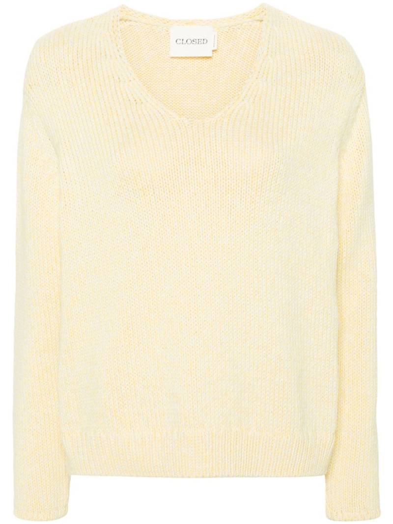 Closed V-neck organic cotton jumper - Yellow von Closed