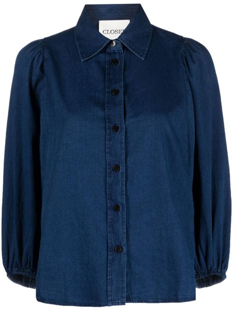 Closed classic-collar denim blouse - Blue von Closed