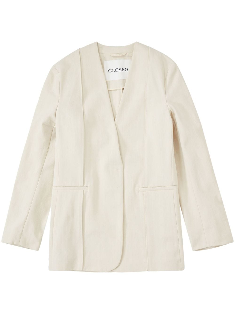 Closed collarless concealed-fastening blazer - White von Closed