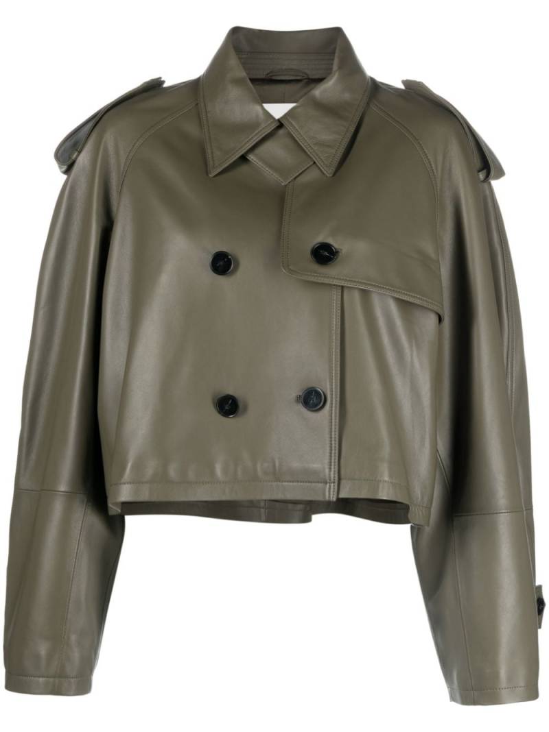 Closed cropped leather trench jacket - Green von Closed