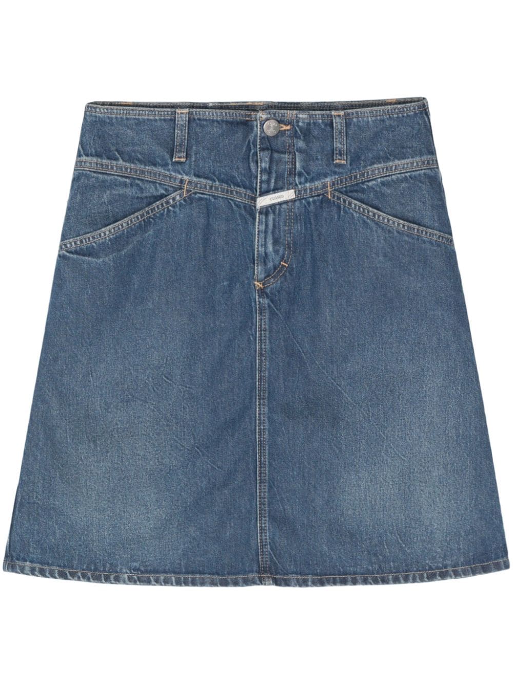 Closed logo-patch denim skirt - Blue von Closed