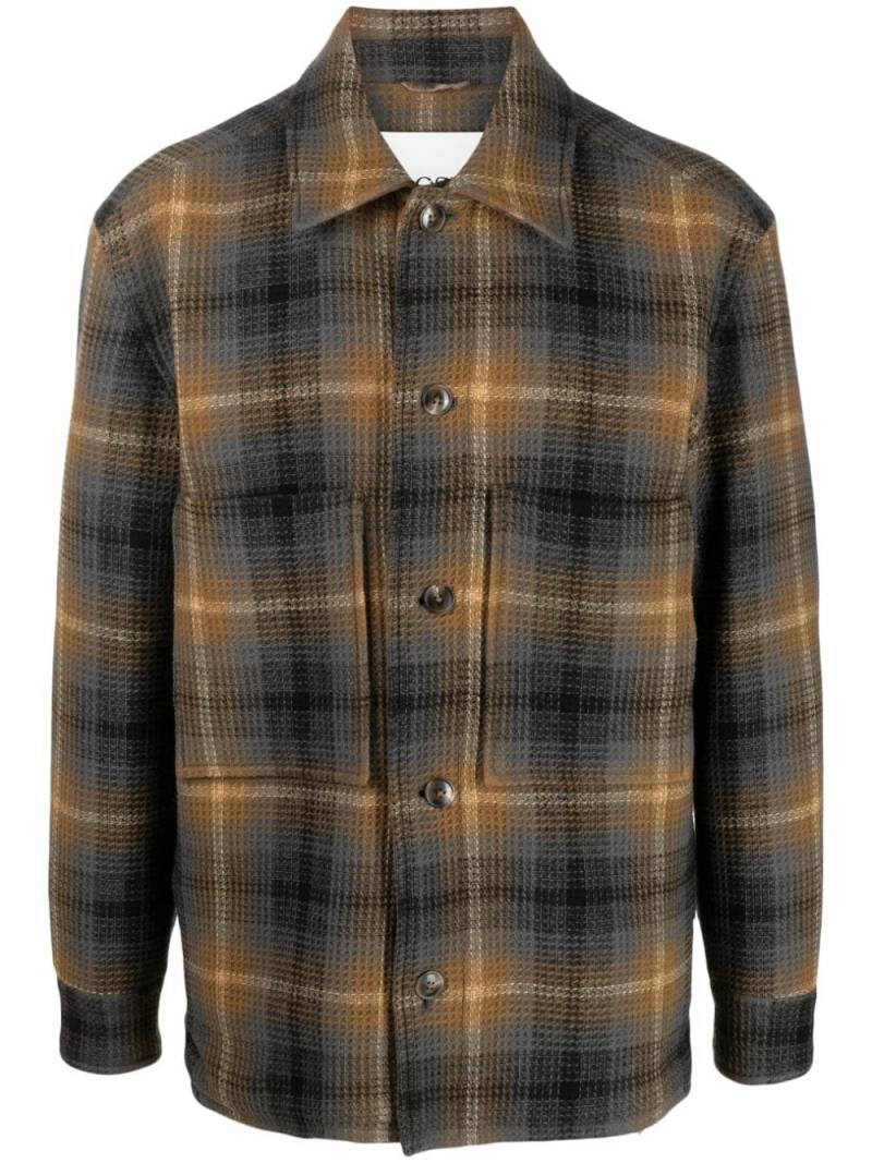 Closed plaid-check wool shirt jacket - Grey von Closed