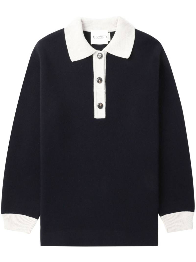 Closed polo-collar contrasting-trim sweatshirt - Black von Closed