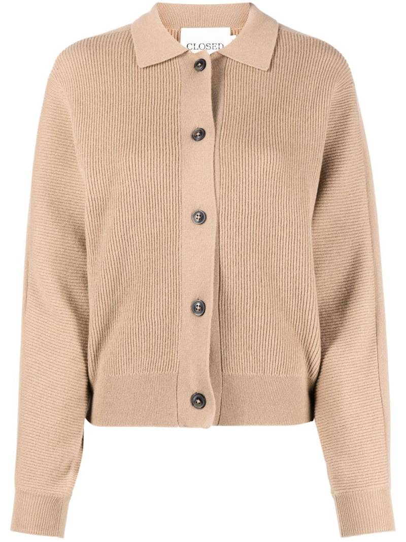 Closed rib-knit polo-collar cardigan - Neutrals von Closed