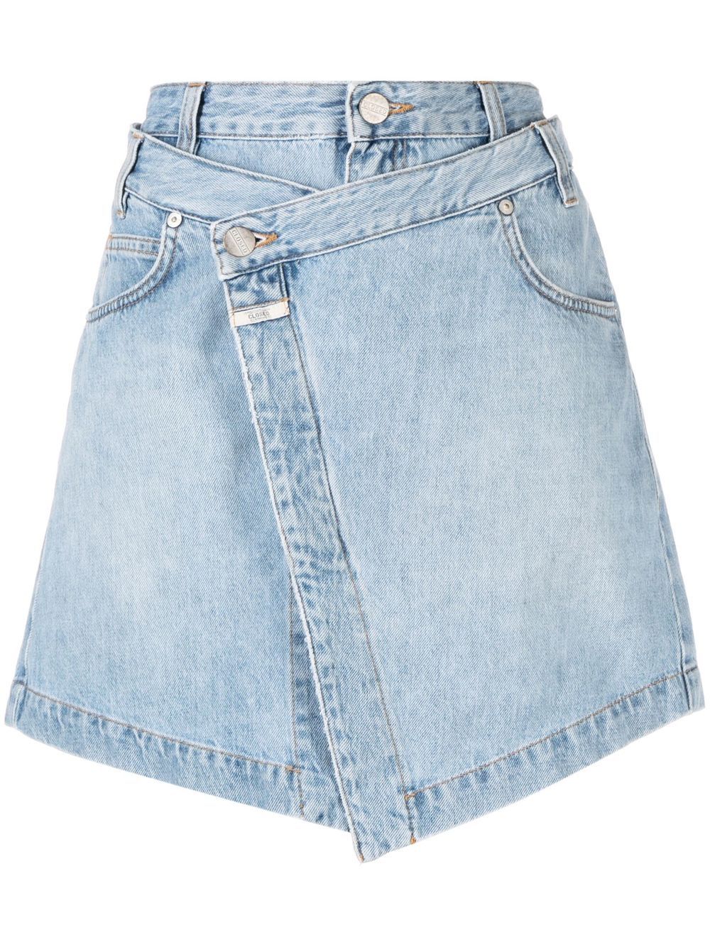 Closed wrap-design denim miniskirt - Blue von Closed