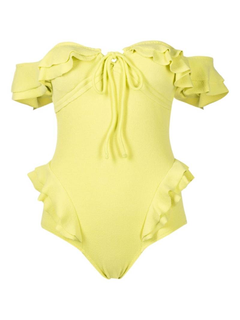 Clube Bossa Lanzo ruffled off-shoulder swimsuit - Yellow von Clube Bossa