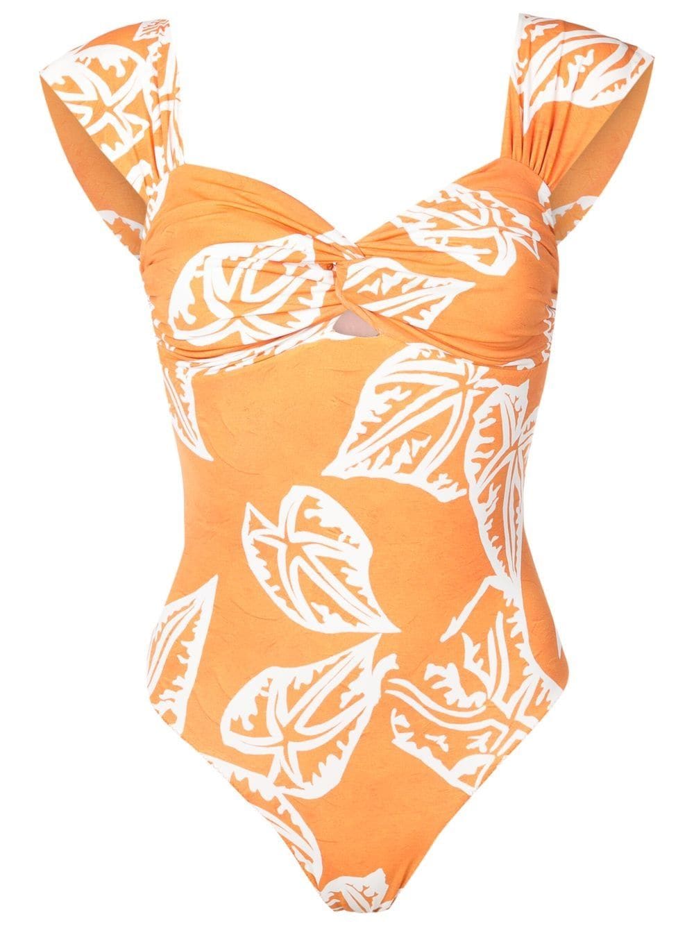 Clube Bossa Margareta leaf-print swimsuit - Orange von Clube Bossa