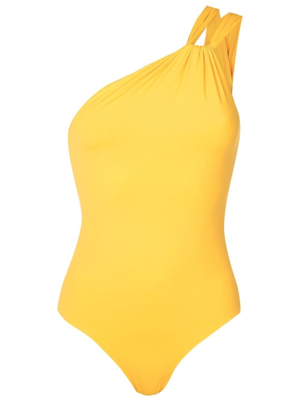 Clube Bossa asymmetric ruched-detail swimsuit - Yellow von Clube Bossa