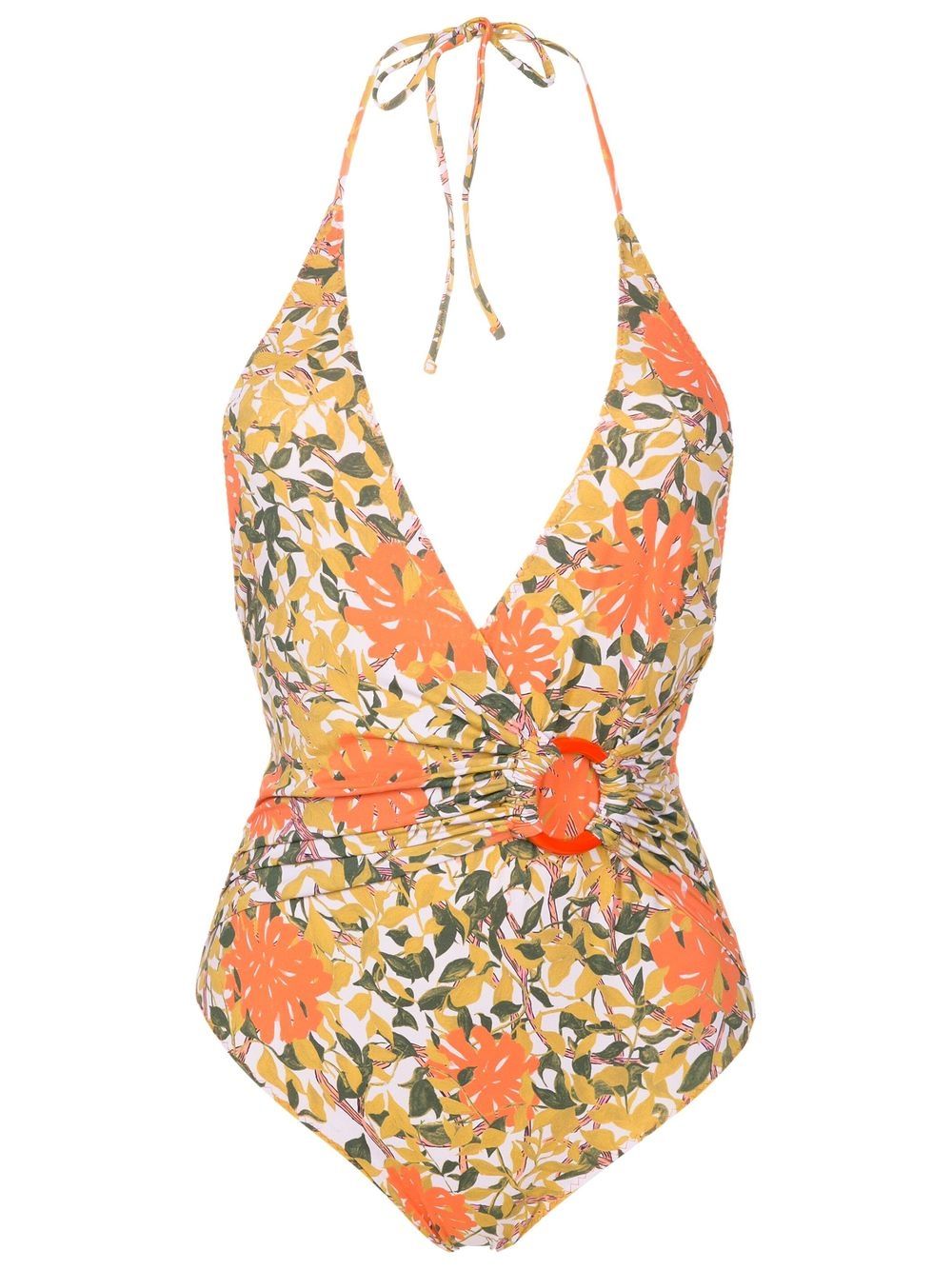 Clube Bossa floral-print halterneck swimsuit - Orange von Clube Bossa