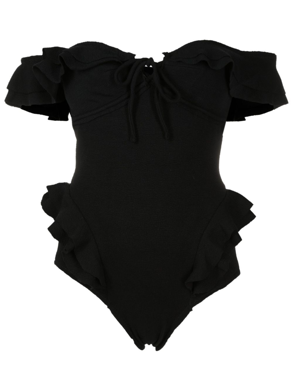 Clube Bossa off-shoulder ruffled swimsuit - Black von Clube Bossa