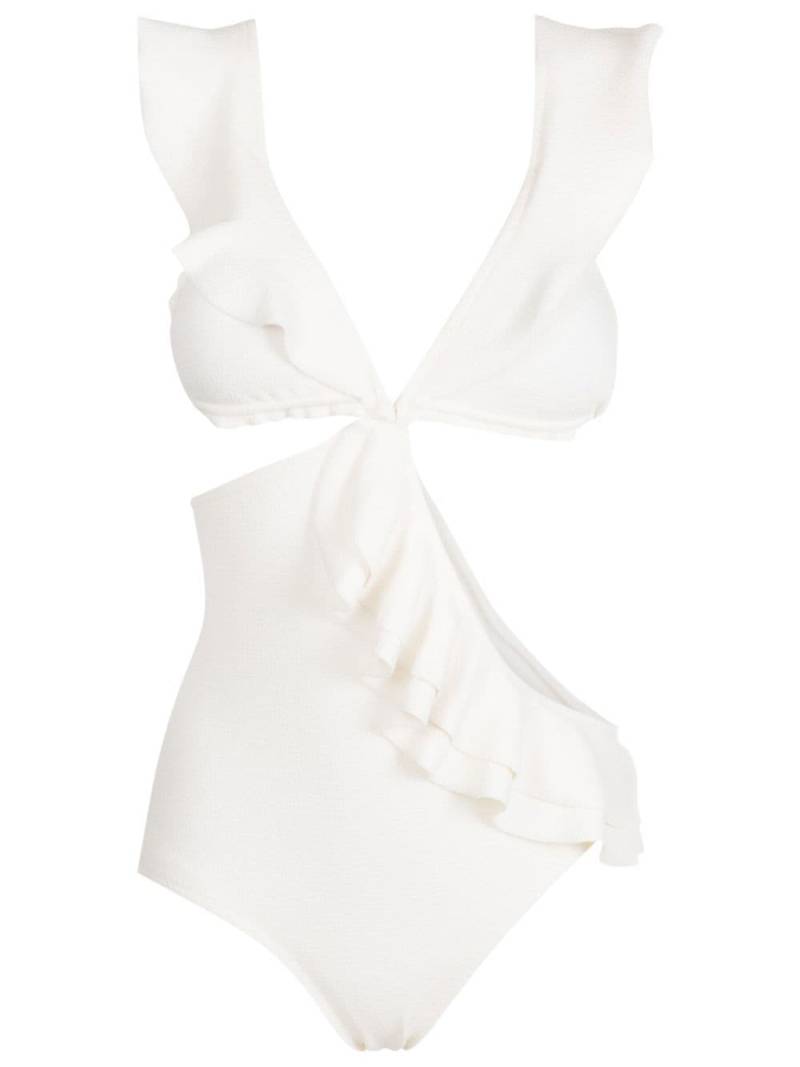 Clube Bossa ruffled cut-out swimsuit - White von Clube Bossa