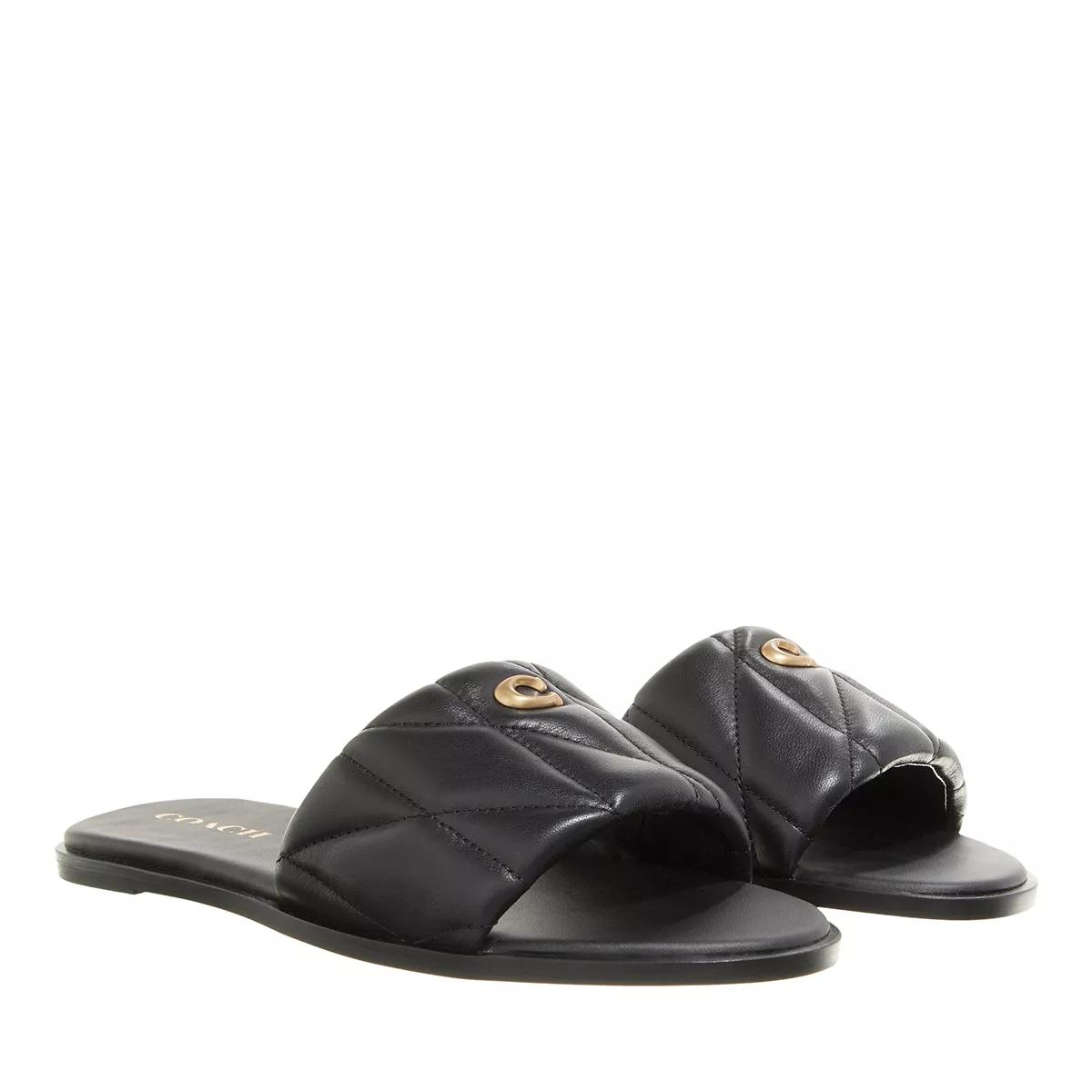 Coach Slipper & Pantoletten - Holly Quilted Leather Sandal - Gr. 37,5 (EU) - in Schwarz - für Damen von Coach