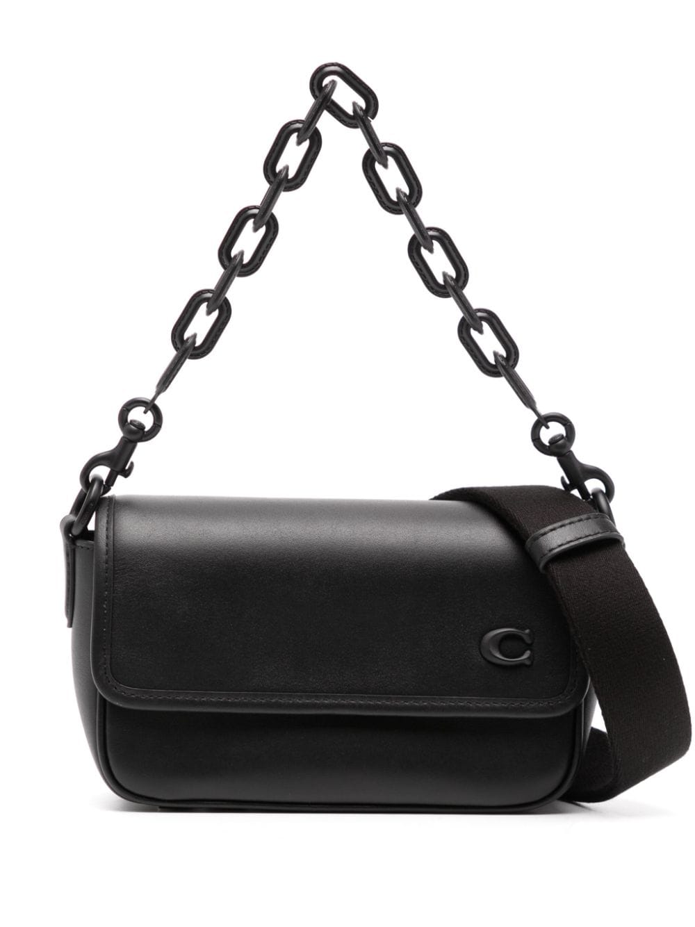 Coach chain-link strap leather shoulder bag - Black von Coach