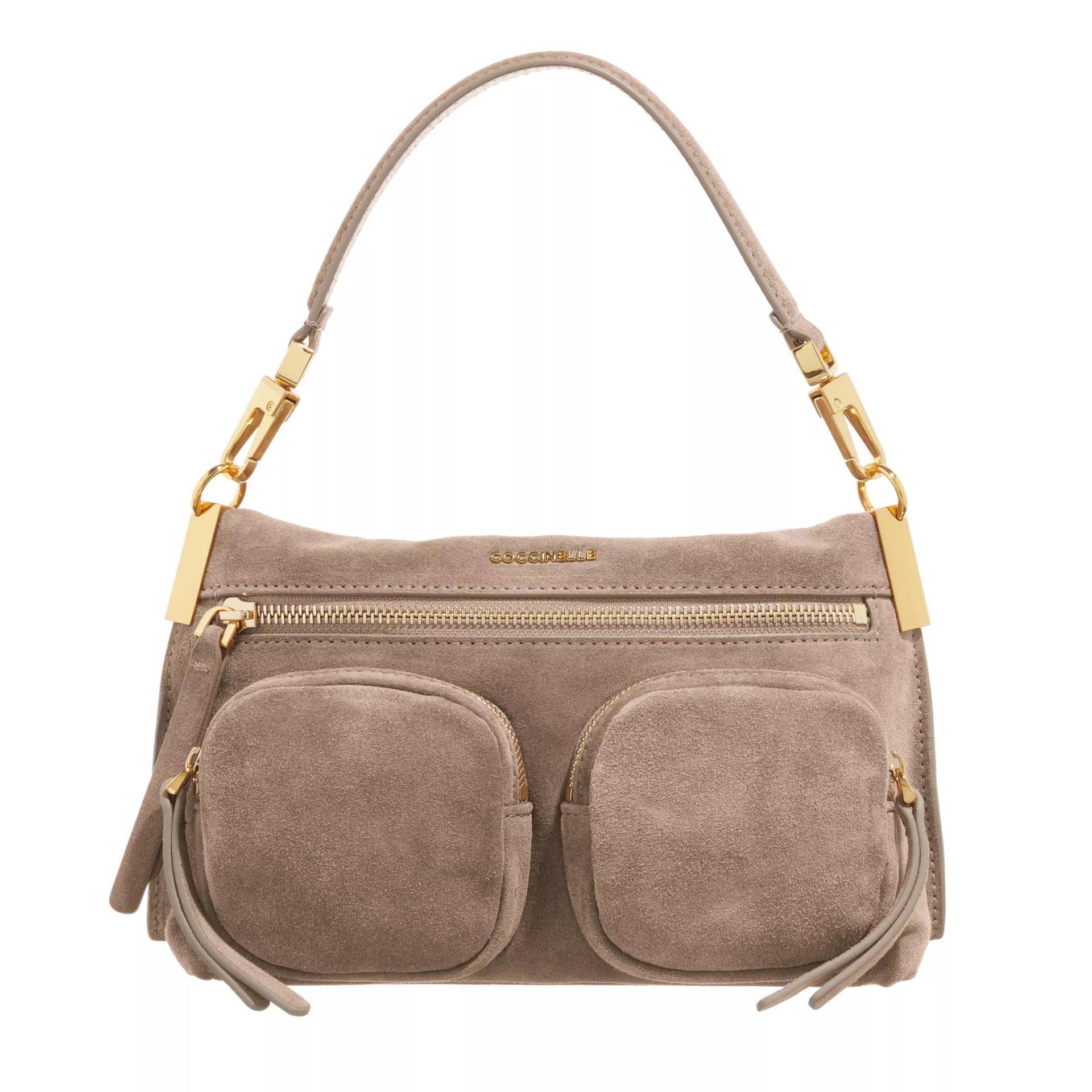 Coccinelle Henkeltasche - Hyle Suede - Gr. unisize - in Taupe - für Damen von Coccinelle