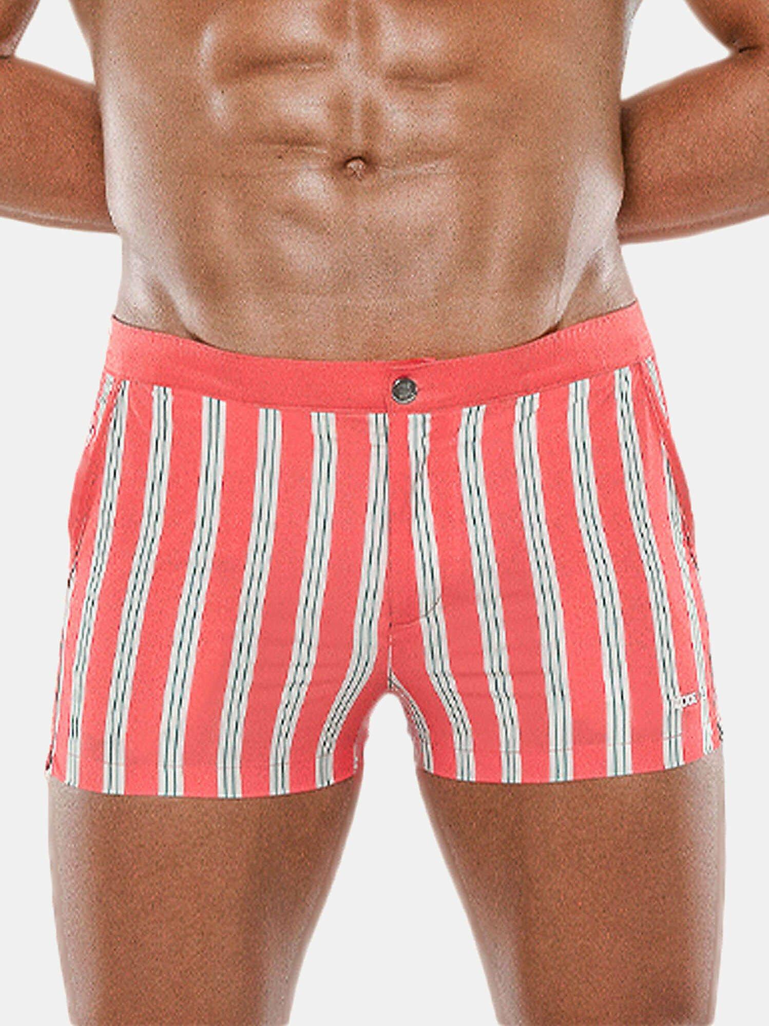 Badeshorts Retro Stripe Herren Korall L von Code22