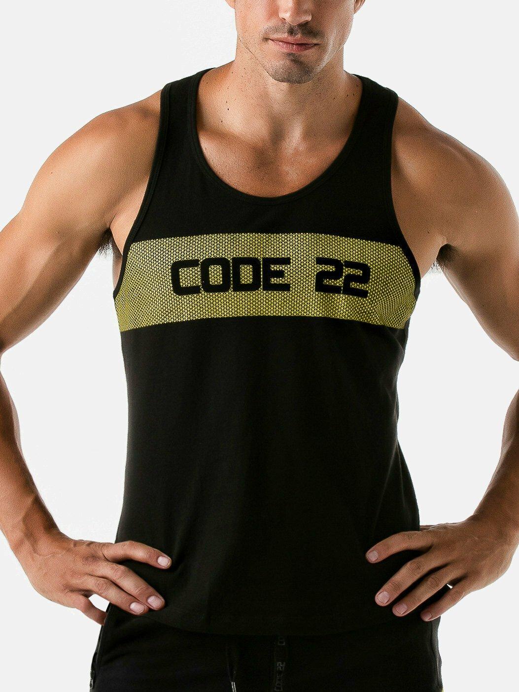 Tanktop Wide Stripe Herren Schwarz S von Code22