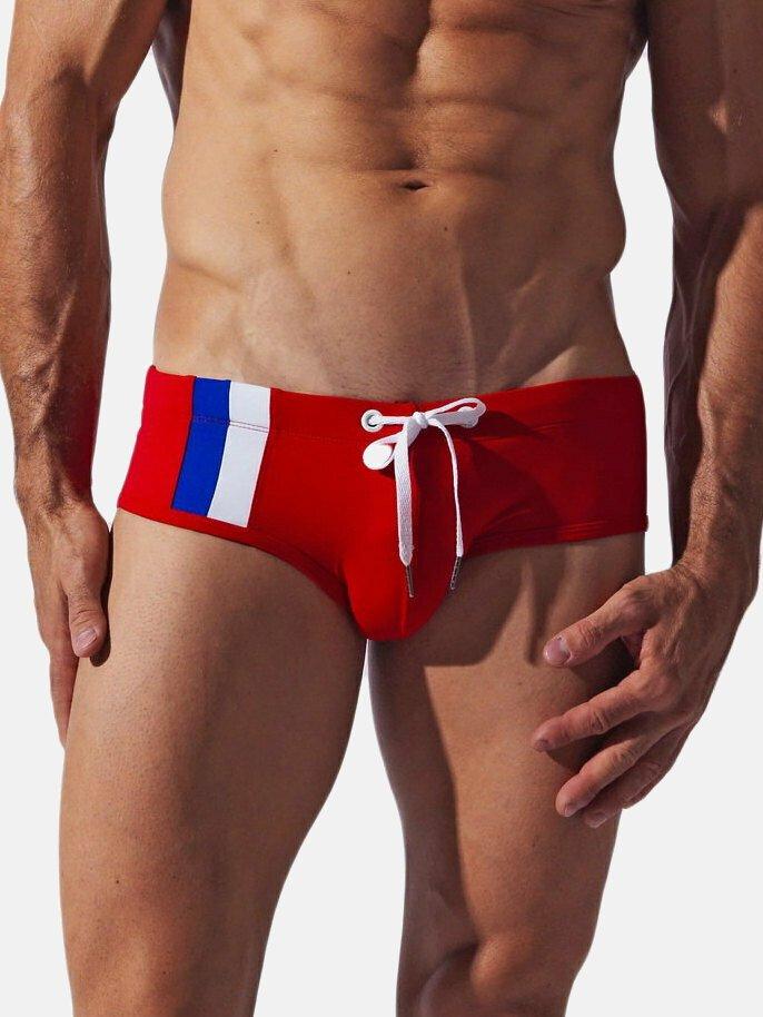 Badehose Stripe Herren Rot Bunt S von Code22