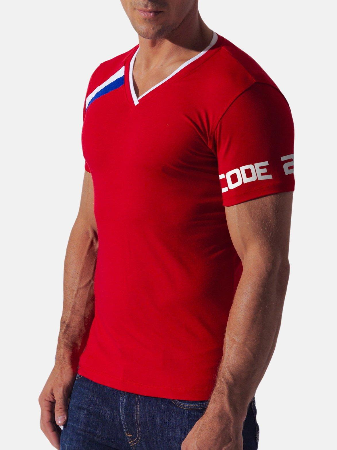 T-shirt Asymmetric Sport Herren Rot Bunt XL von Code22