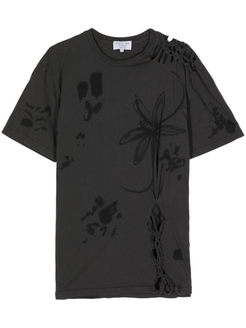 Collina Strada Nash floral-graphic tie-detail T-shirt - Black von Collina Strada