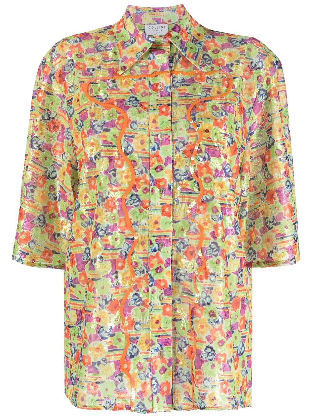 Collina Strada floral-print sequin-detail shirt - Green von Collina Strada